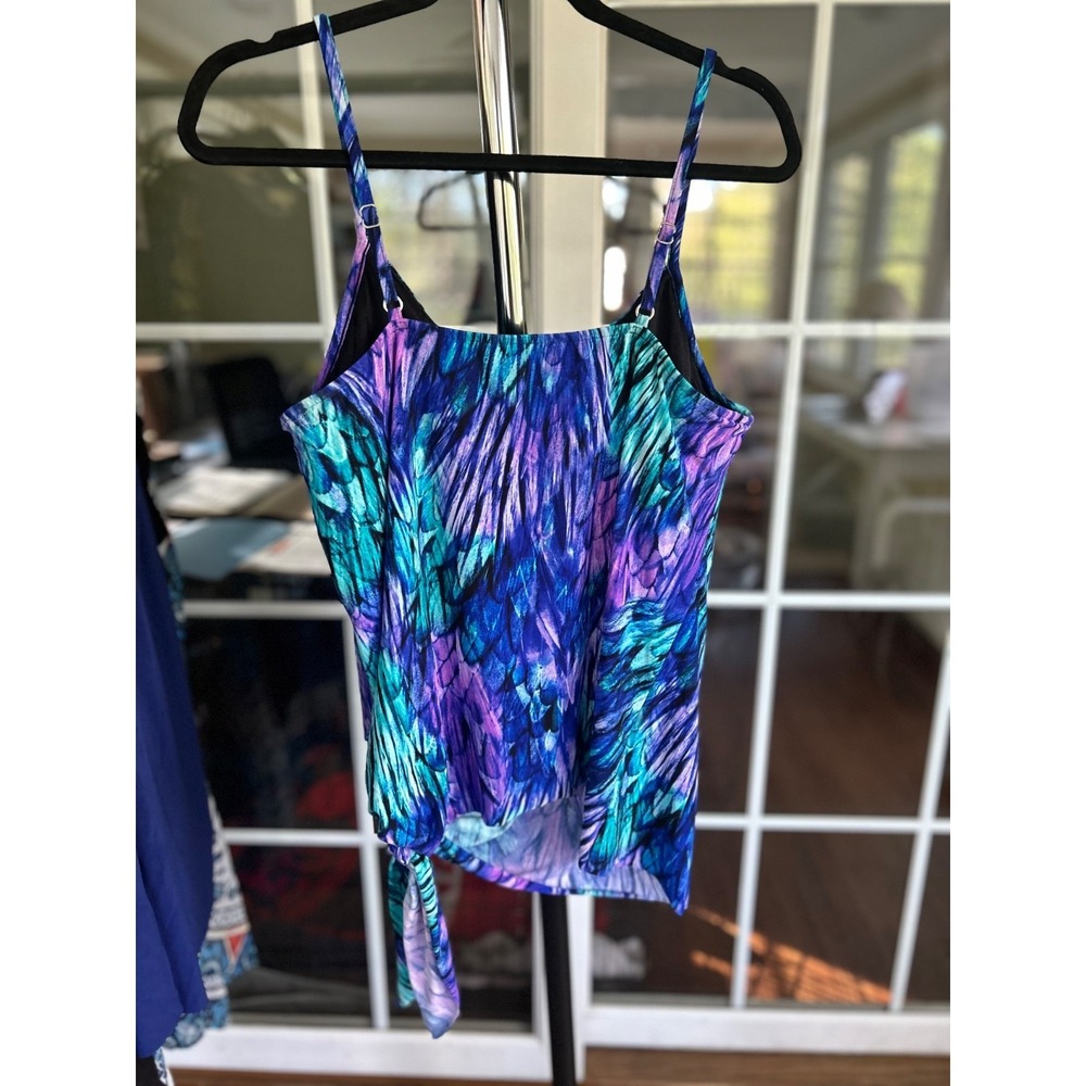 Magicsuit By Miraclesuit Size 16 Ruffled  Feathers Side Tie Tankini Swim Top - Picture 2 of 8